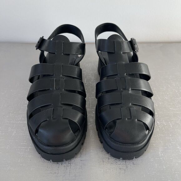 American Eagle Chunky Fisherman Lug Sole Sandals Closed Toe Women’s 9 Black - Picture 2 of 14